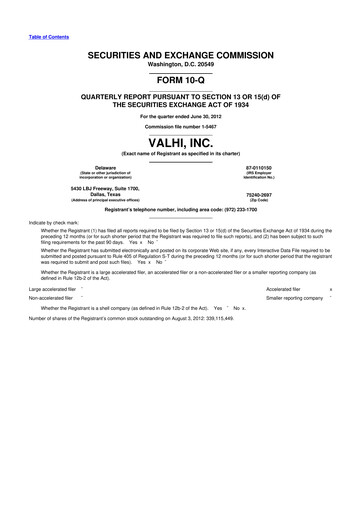 Thumbnail Valhi 10-Q Quarterly Report FY2012 