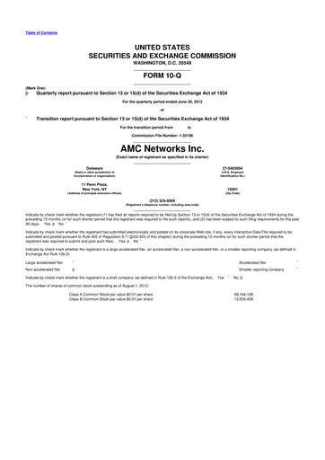 Thumbnail AMC Networks
 10-Q Quarterly Report FY2012 