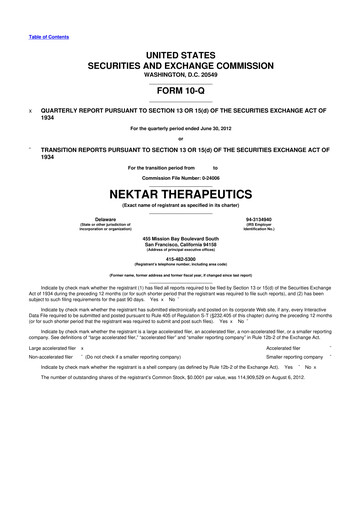 Thumbnail Nektar Therapeutics
 10-Q Quarterly Report FY2012 