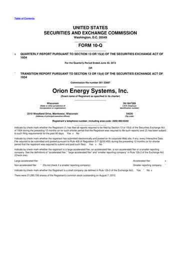 Thumbnail Orion Energy Systems
 10-Q Quarterly Report FY2013 