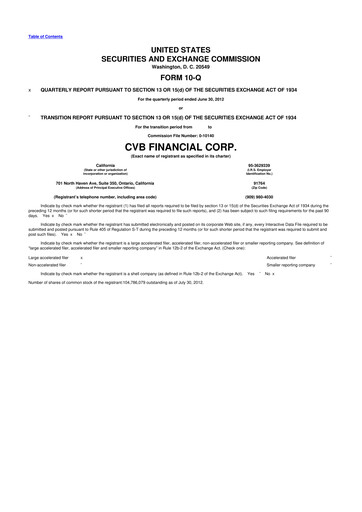 Thumbnail CVB Financial 10-Q Quarterly Report FY2012 