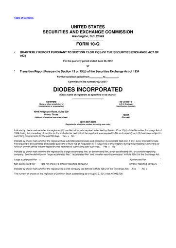 Thumbnail Diodes Incorporated 10-Q Quarterly Report FY2012 