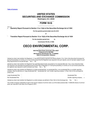Thumbnail CECO Environmental
 10-Q Quarterly Report FY2012 