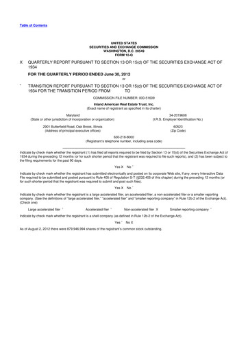 Thumbnail InvenTrust Properties 10-Q Quarterly Report FY2012 