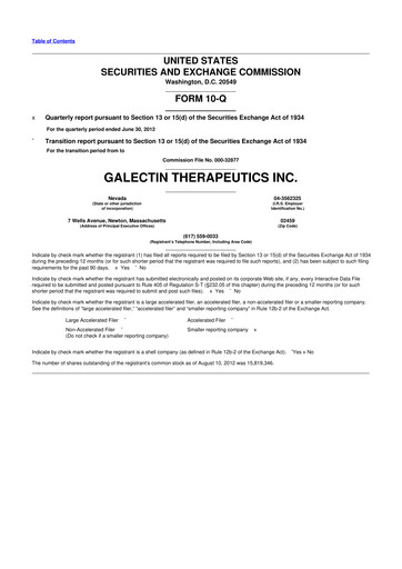 Thumbnail Galectin Therapeutics 10-Q Quarterly Report FY2012 
