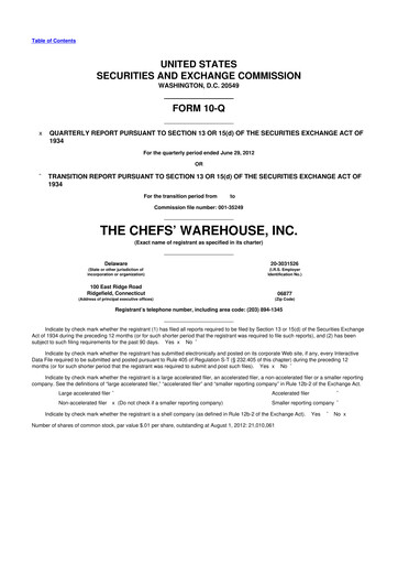 Thumbnail Chefs' Warehouse 10-Q Quarterly Report FY 