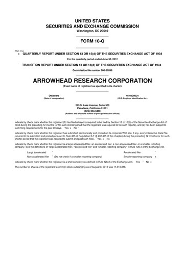 Thumbnail Arrowhead Pharmaceuticals
 10-Q Quarterly Report FY2012 