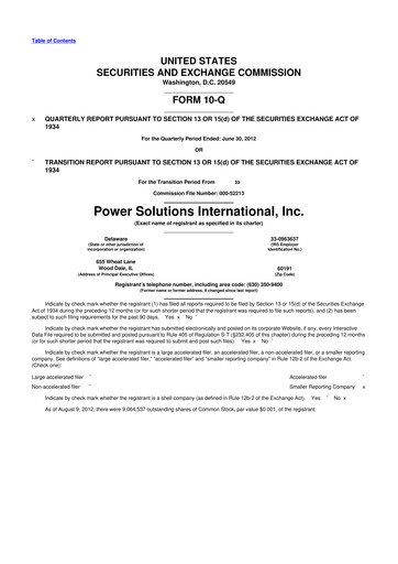 Thumbnail Power Solutions International 10-Q Quarterly Report FY2012 Q2