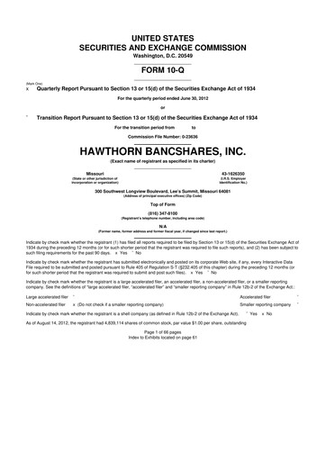 Vorschaubild Hawthorn Bancshares 10-Q Quartalsbericht  