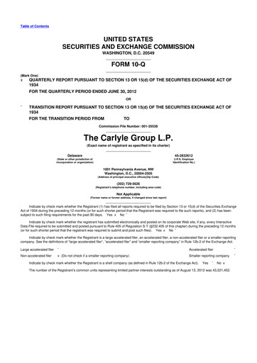 Thumbnail Carlyle Group 10-Q Quarterly Report FY2012 