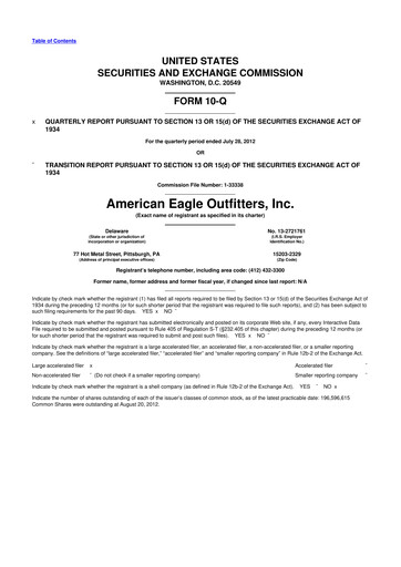 Thumbnail American Eagle Outfitters
 10-Q Quarterly Report FY2012 