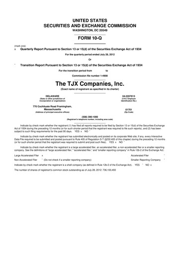 Thumbnail TJX Companies 10-Q Quarterly Report FY2013 