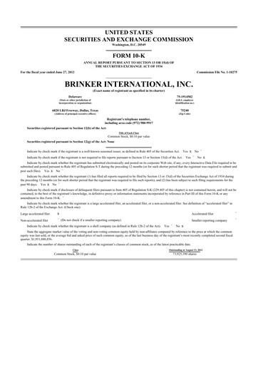 Thumbnail Brinker International
 10-K Annual Report 2012
