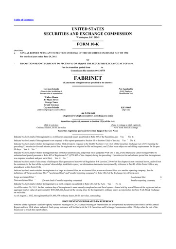 Thumbnail Fabrinet
 10-K Annual Report 2012