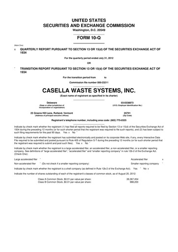 Thumbnail Casella Waste Systems
 10-Q Quarterly Report FY2013 