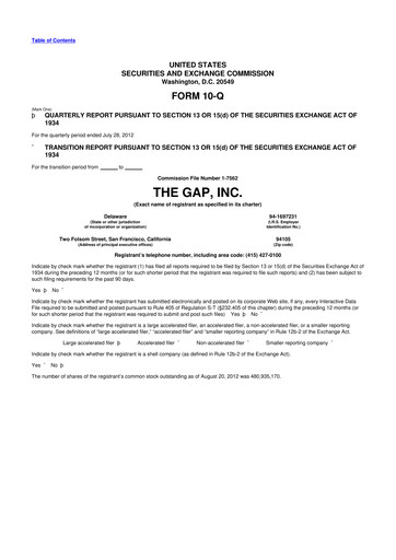 Vorschaubild Gap Inc.
 10-Q Quartalsbericht 2012 