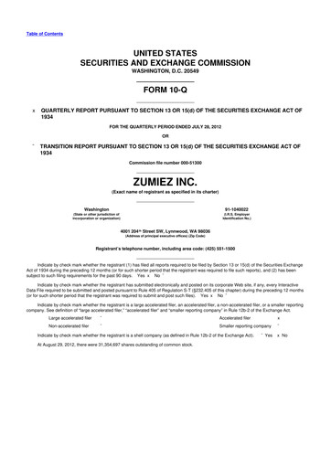 Thumbnail Zumiez 10-Q Quarterly Report FY2012 