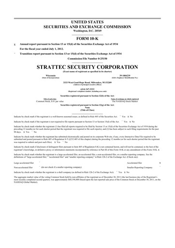 Thumbnail Strattec Security 10-K Annual Report 2012