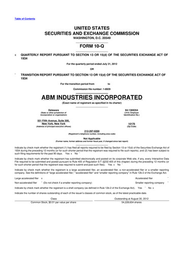 Thumbnail ABM Industries
 10-Q Quarterly Report FY2012 