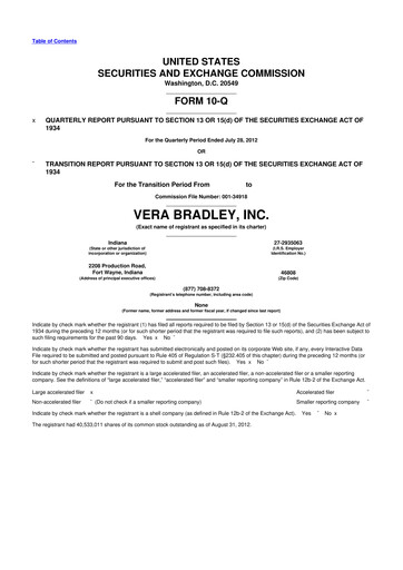 Thumbnail Vera Bradley
 10-Q Quarterly Report FY2012 