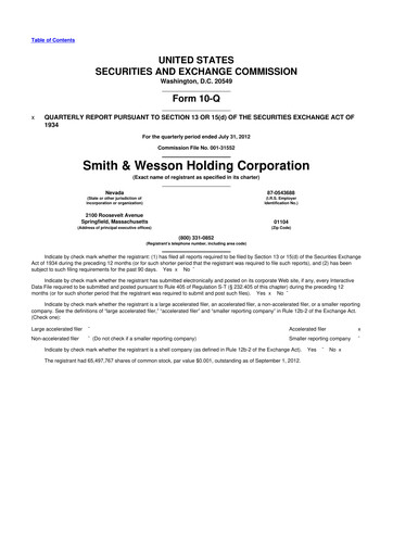 Thumbnail Smith & Wesson 10-Q Quarterly Report FY2013 