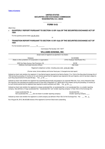 Thumbnail Williams-Sonoma 10-Q Quarterly Report FY2012 