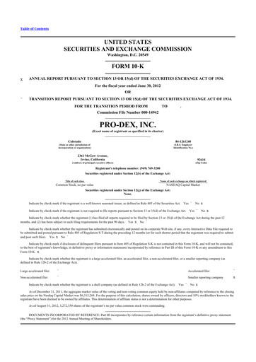 Vorschaubild Pro-Dex 10-K Jahresbericht 2012