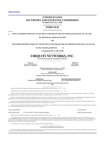 Thumbnail Ubiquiti 10-K Annual Report 2012
