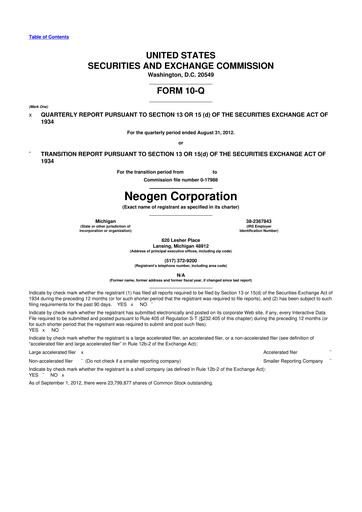 Vorschaubild Neogen 10-Q Quartalsbericht 2013 