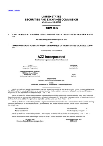 Thumbnail AZZ 10-Q Quarterly Report FY2012 