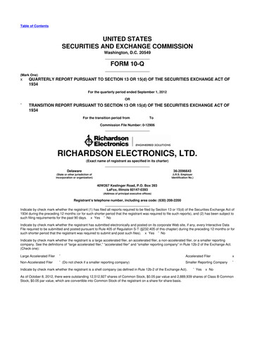 Miniature Richardson Electronics 10-Q Rapport trimestriel 2013 