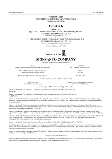 Thumbnail Monsanto 10-K Annual Report 2012