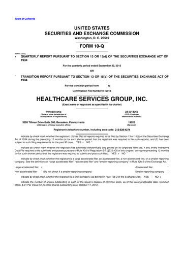 Thumbnail Healthcare Services Group 10-Q Quarterly Report FY2012 
