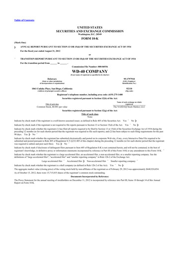 Thumbnail WD-40 Company
 10-K Annual Report 2012