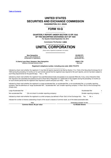 Thumbnail Unitil Corporation
 10-Q Quarterly Report FY2012 