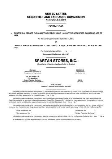 Thumbnail SpartanNash
 10-Q Quarterly Report FY2012 