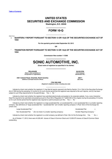 Thumbnail Sonic Automotive
 10-Q Quarterly Report FY2012 
