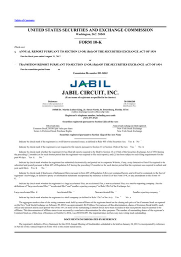 Thumbnail Jabil 10-K Annual Report 2012