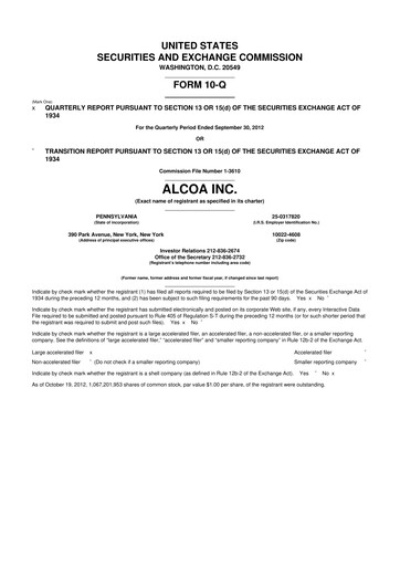 Thumbnail Howmet Aerospace
 10-Q Quarterly Report FY2012 