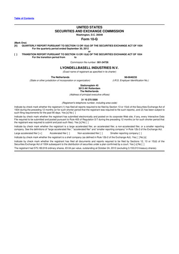 Vorschaubild LyondellBasell 10-Q Quartalsbericht 2012 