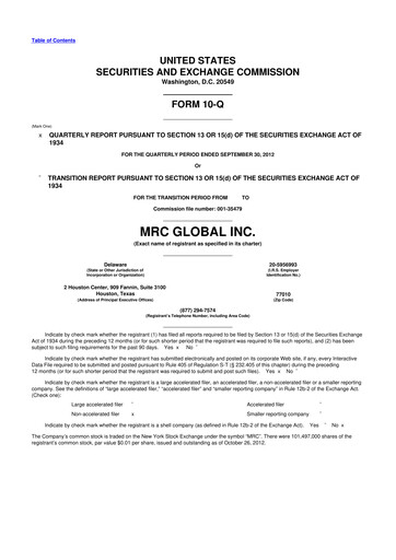 Thumbnail MRC Global
 10-Q Quarterly Report FY2012 