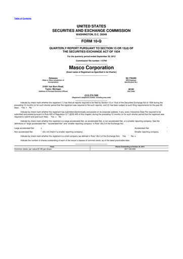 Miniature Masco 10-Q Rapport trimestriel 2012 