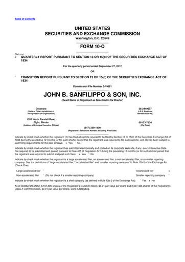 Thumbnail John B. Sanfilippo & Son 10-Q Quarterly Report FY2013 