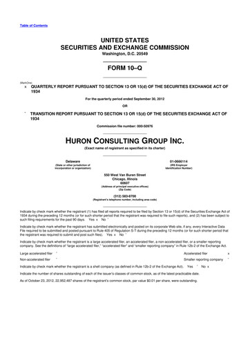 Thumbnail Huron Consulting 10-Q Quarterly Report FY2012 
