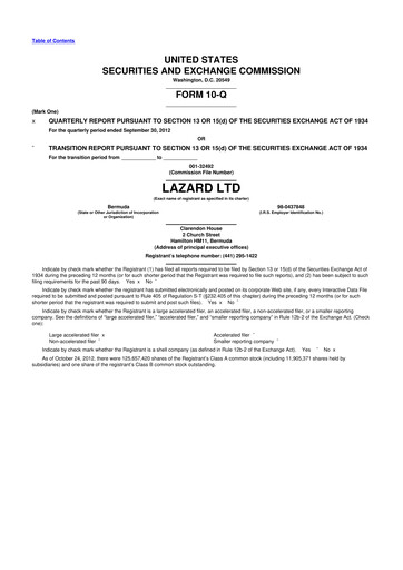 Thumbnail Lazard 10-Q Quarterly Report FY2012 