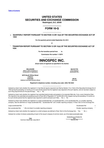 Thumbnail Innospec 10-Q Quarterly Report FY2012 