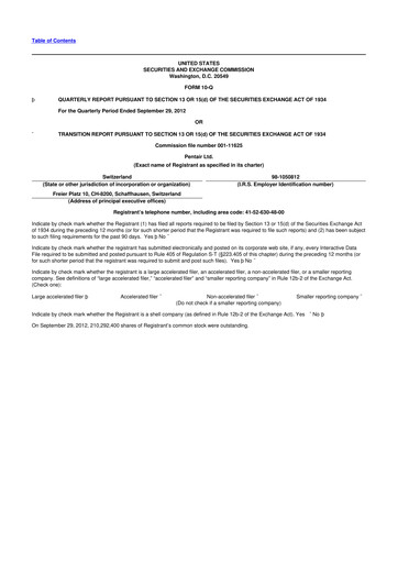 Thumbnail Pentair
 10-Q Quarterly Report FY2012 