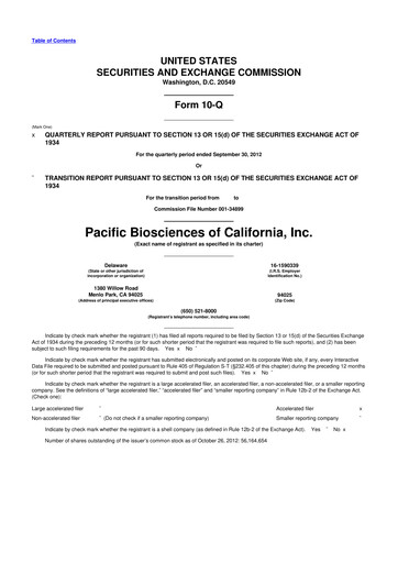 Thumbnail Pacific Biosciences
 10-Q Quarterly Report FY2012 