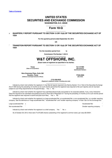 Thumbnail W&T Offshore 10-Q Quarterly Report FY2012 