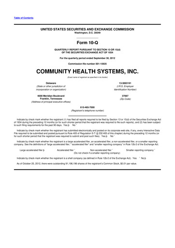 Thumbnail Community Health Systems
 10-Q Quarterly Report FY2012 